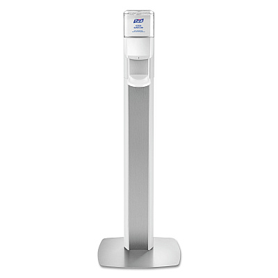 PURELL MESSENGER ES6 Floor Stand with Dispenser, 1,200 mL, 13.16 x 16.63 x 51.57, Silver/White (GOJ7306DSSLV)