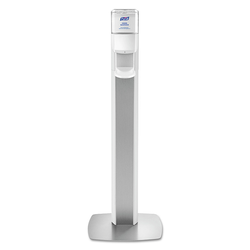 PURELL MESSENGER ES6 Floor Stand with Dispenser, 1,200 mL, 13.16 x 16.63 x 51.57, Silver/White (GOJ7306DSSLV)