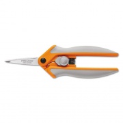 Fiskars Easy Action Micro-Tip Scissors, Pointed Tip, 5" Long, 1.75" Cut Length, Gray Straight Handle (1905001001)