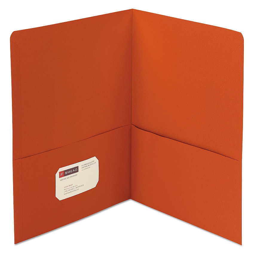 Smead Two-Pocket Folder, Textured Paper, 100-Sheet Capacity, 11 x 8.5, Orange, 25/Box (SMD87858)