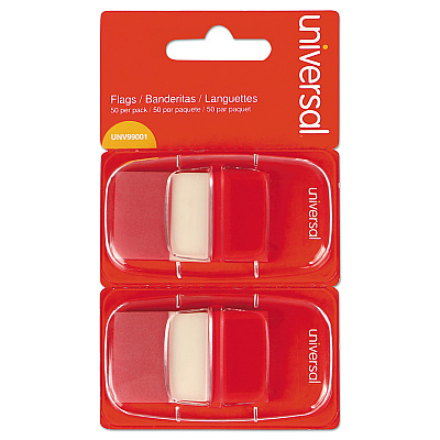 Universal Page Flags, Red, 50 Flags/Dispenser, 2 Dispensers/Pack (UNV99001)