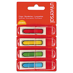 Universal Page Flags, Assorted Colors, 35 Flags/Dispenser, 4 Dispensers/Pack (UNV99004)