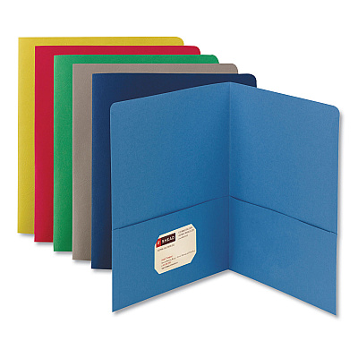 Smead Two-Pocket Folder, Textured Paper, 100-Sheet Capacity, 11 x 8.5, Assorted, 25/Box (SMD87850)