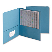 Smead Two-Pocket Folder, Embossed Leather Grain Paper, 100-Sheet Capacity, 11 x 8.5, Blue, 25/Box (SMD87852)