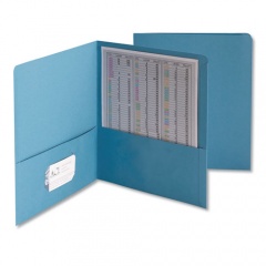 Smead Two-Pocket Folder, Embossed Leather Grain Paper, 100-Sheet Capacity, 11 x 8.5, Blue, 25/Box (87852)