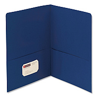 Smead Two-Pocket Folder, Textured Paper, 100-Sheet Capacity, 11 x 8.5, Dark Blue, 25/Box (SMD87854)