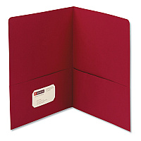 Smead Two-Pocket Folder, Textured Paper, 100-Sheet Capacity, 11 x 8.5, Red, 25/Box (SMD87859)