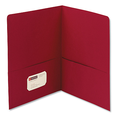 Smead Two-Pocket Folder, Textured Paper, 100-Sheet Capacity, 11 x 8.5, Red, 25/Box (SMD87859)