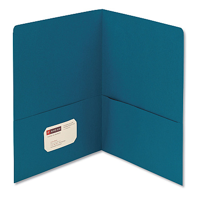 Smead Two-Pocket Folder, Textured Paper, 100-Sheet Capacity, 11 x 8.5, Teal, 25/Box (SMD87867)