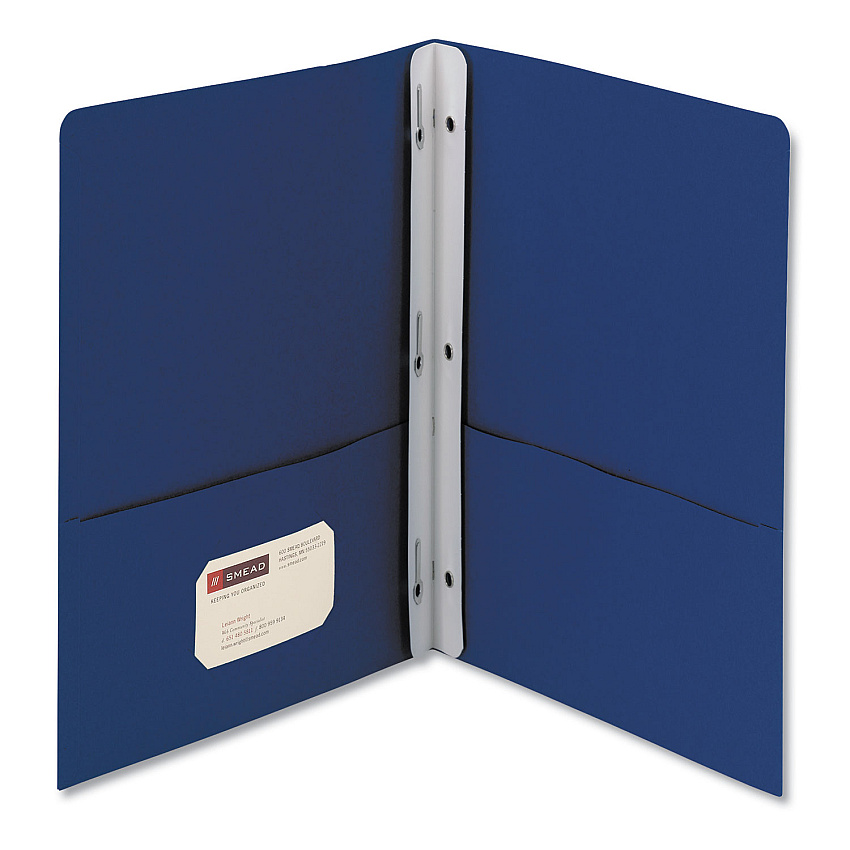 Smead 2-Pocket Folder with Tang Fastener, 0.5" Capacity, 11 x 8.5, Dark Blue, 25/Box (SMD88054)