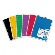 Mead Spiral Notebook, 1-Subject, Wide/Legal Rule, Assorted Cover Colors, (70) 10.5 x 8 Sheets, 6/Pack (73063)