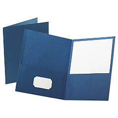 Oxford Leatherette Two Pocket Portfolio, 8.5 x 11, Blue/Blue, 10/Pack (OXF57572)
