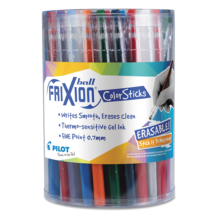 Pilot FriXion ColorSticks Erasable Gel Pen, Stick, Fine 0.7 mm, Ten Assorted Ink and Barrel Colors, 36/Pack (PIL58005)