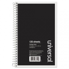 Universal Wirebound Notebook, 3-Subject, Medium/College Rule, Black Cover, (120) 9.5 x 6 Sheets (66410)