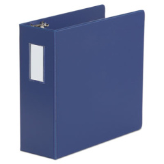 Universal DELUXE NON-VIEW D-RING BINDER WITH LABEL HOLDER, 3 RINGS, 4" CAPACITY, 11 X 8.5, ROYAL BLUE (20705)