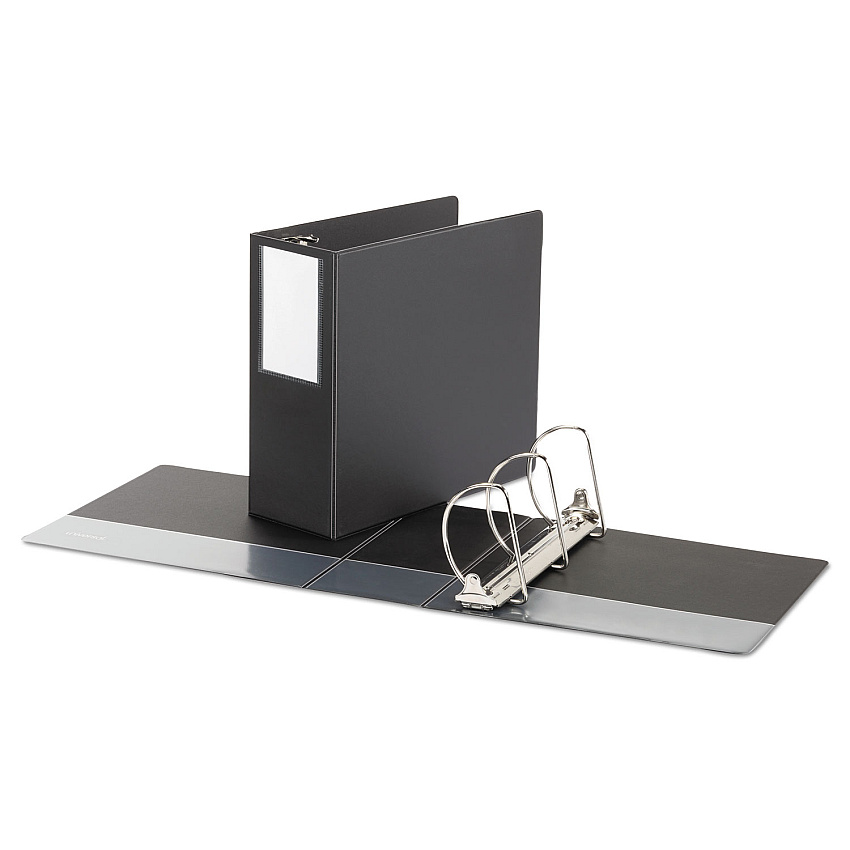Universal Deluxe Non-View D-Ring Binder with Label Holder, 3 Rings, 5" Capacity, 11 x 8.5, Black (UNV20714)