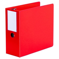Universal DELUXE NON-VIEW D-RING BINDER WITH LABEL HOLDER, 3 RINGS, 5" CAPACITY, 11 X 8.5, RED (20716)