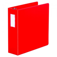 Universal Deluxe Non-View D-Ring Binder with Label Holder, 3 Rings, 3" Capacity, 11 x 8.5, Red (20793)