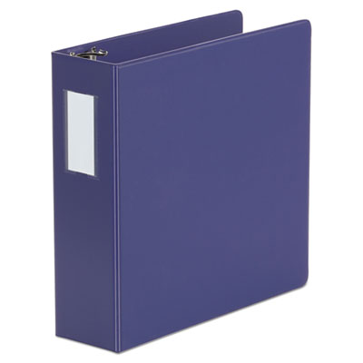Universal DELUXE NON-VIEW D-RING BINDER WITH LABEL HOLDER, 3 RINGS, 3" CAPACITY, 11 X 8.5, NAVY BLUE (20798)