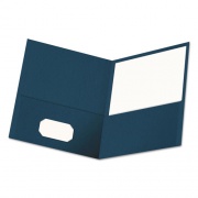 Universal Two-Pocket Portfolio, Embossed Leather Grain Paper, 11 x 8.5, Dark Blue, 25/Box (56638)
