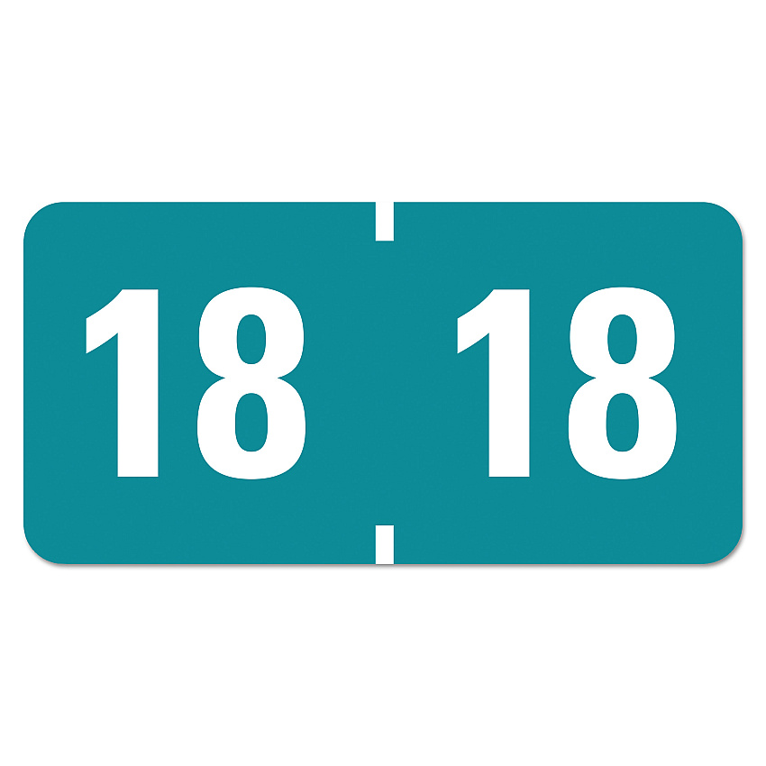 Smead Yearly End Tab File Folder Labels, 18, 0.75 x 1.5, Teal, 500/Roll (SMD68318)