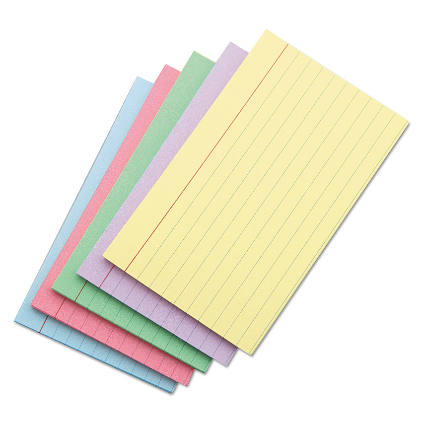 Universal Index Cards, Ruled, 5 x 8, Assorted, 100/Pack (UNV47256)