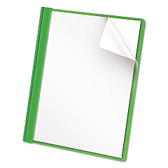 Universal Clear Front Report Cover, Prong Fastener, 0.5" Capacity, 8.5 x 11, Clear/Green, 25/Box (UNV57124)