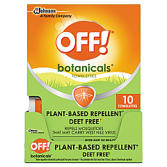 OFF! Botanicals Insect Repellant, Box, 10 Wipes/Pack, 8 Packs/Carton (SJN694974)