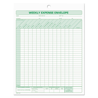 TOPS Weekly Expense Envelope, 8 1/2 X 11, 20 Forms (1242)