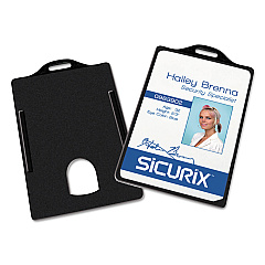 Sicurix Badge/Card Holder, 4 x 2 9/10, Black, 25/Pack (BAU68320)