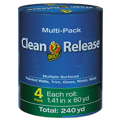 Duck Clean Release Painter's Tape, 3" Core, 1.41" X 60 Yds, Blue, 4/pack (240460)