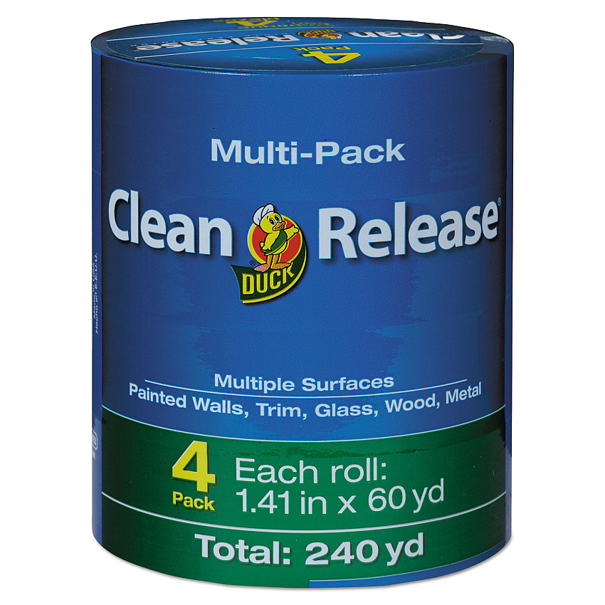 Duck Clean Release Painter's Tape, 3" Core, 1.41" X 60 Yds, Blue, 4/pack (240460)