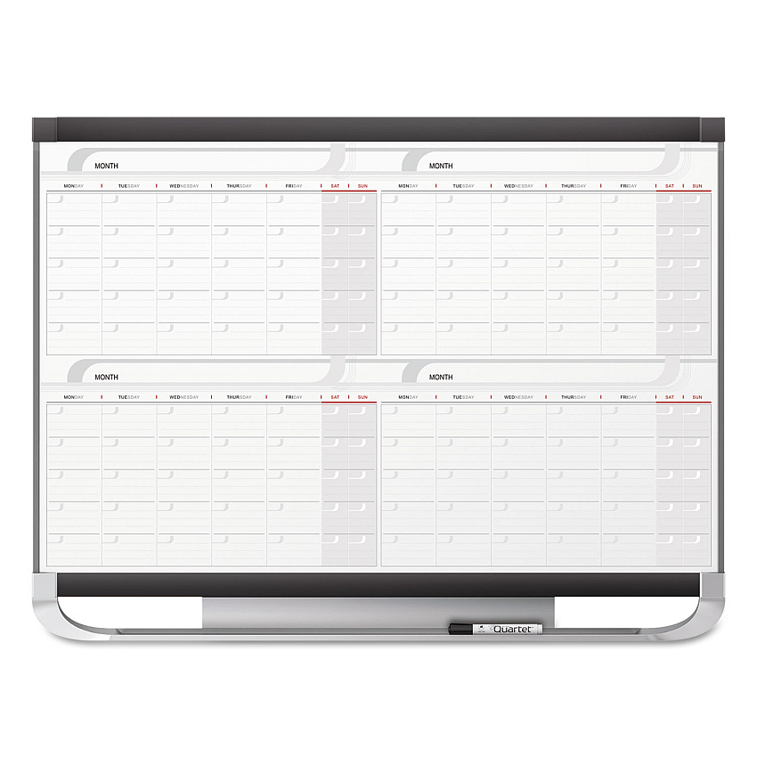 Quartet Prestige 2 Magnetic Total Erase Four-Month Calendar, 36 x 24, White Surface, Graphite Fiberboard/Plastic Frame (QRT4MCP23P2)
