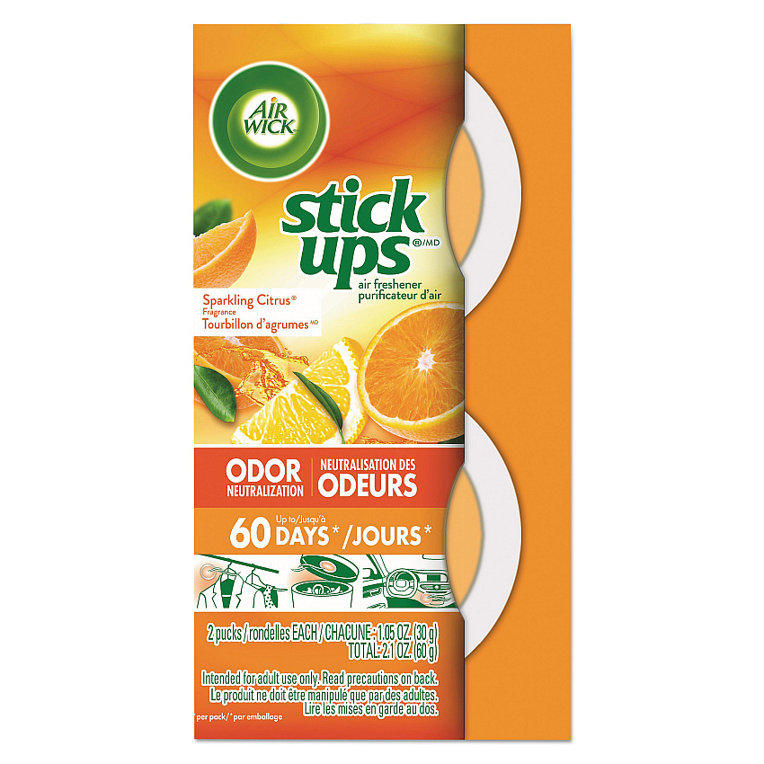 Air Wick Stick Ups Air Freshener, 2.1 Oz, Sparkling Citrus, 12/carton (RAC85826CT)