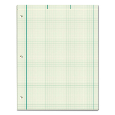 TOPS Engineering Computation Pads, Cross-Section Quad Rule (5 sq/in, 1 sq/in), Black/Green Cover, 100 Green-Tint 8.5 x 11 Sheets (TOP35510)