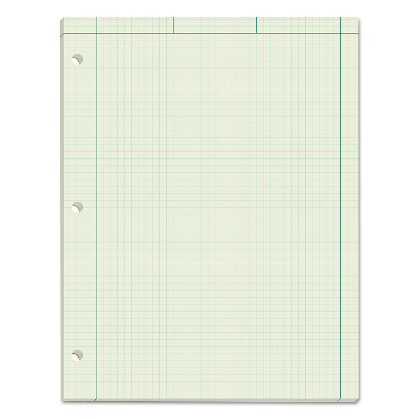 TOPS Engineering Computation Pads, Cross-Section Quad Rule (5 sq/in, 1 sq/in), Black/Green Cover, 100 Green-Tint 8.5 x 11 Sheets (TOP35510)