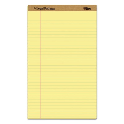 TOPS "The Legal Pad" Plus Ruled Perforated Pads with 40 pt. Back, Wide/Legal Rule, 50 Canary-Yellow 8.5 x 14 Sheets, Dozen (71572)