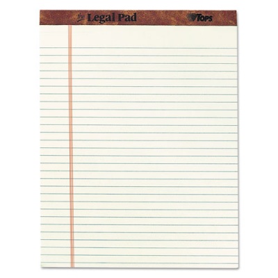 TOPS "The Legal Pad" Ruled Perforated Pads, Wide/Legal Rule, 50 Green-Tint 8.5 x 11.75 Sheets, Dozen (7534)