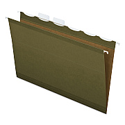 Pendaflex Ready-Tab Extra Capacity Reinforced Colored Hanging Folders, Legal Size, 1/6-Cut Tabs, Standard Green, 20/Box (PFX42703)