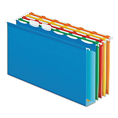 Pendaflex Ready-Tab Extra Capacity Reinforced Colored Hanging Folders, Legal Size, 1/6-Cut Tabs, Assorted Colors, 20/Box (PFX42702)