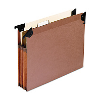 Pendaflex Premium Expanding Hanging File Pockets with Swing Hooks and Dividers, 3 Dividers with 1/5-Cut Tabs, Letter Size, Brown, 5/Box (PFX45422)