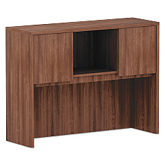 Alera Valencia Series Hutch with Doors, 3 Compartments, 47.13w x 15d x 35.38h, Modern Walnut (ALEVA284815WA)