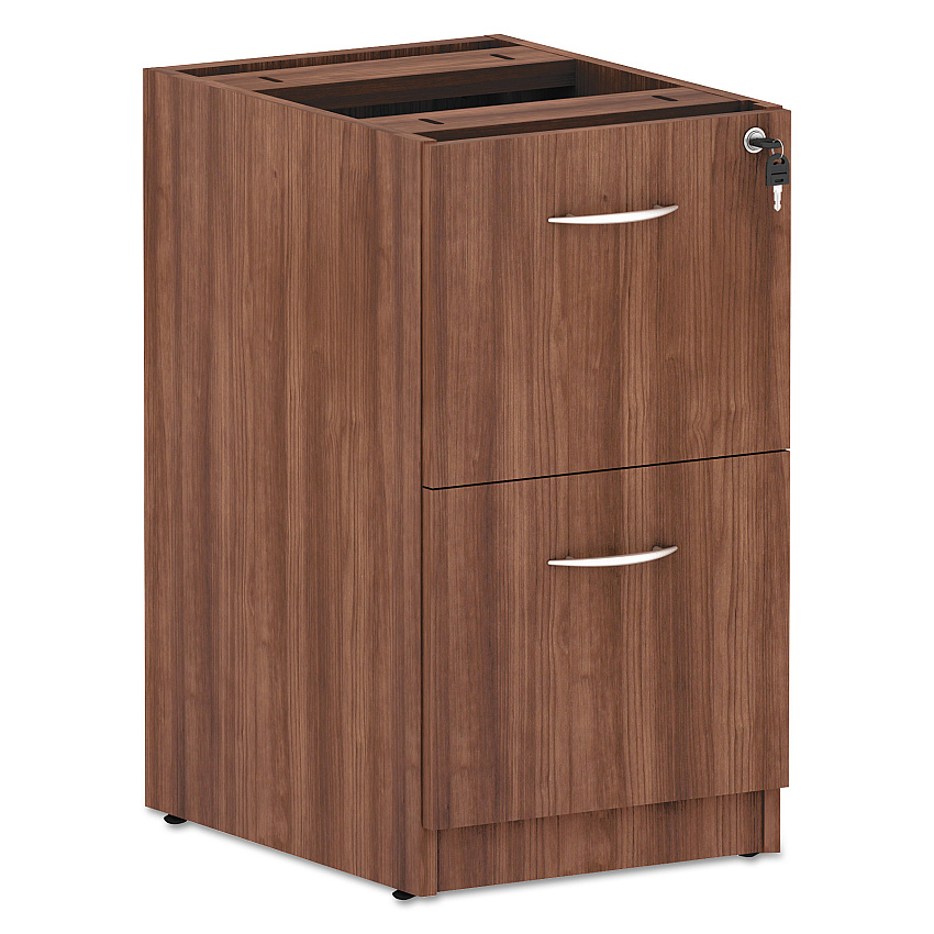 Alera Valencia Series Full Pedestal File, Left/Right, 2 Legal/Letter-Size File Drawers, Modern Walnut, 15.63" x 20.5" x 28.5" (ALEVA542822WA)