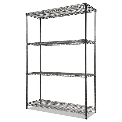 Alera Wire Shelving Starter Kit, Four-Shelf, 48w x 18d x 72h, Black Anthracite (ALESW504818BA)