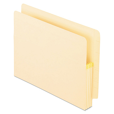 Pendaflex Manila Drop Front Shelf File Pockets with Tyvek Gusset Top, 1.75" Expansion, Letter Size, Manila, 25/Box (PFX12811)