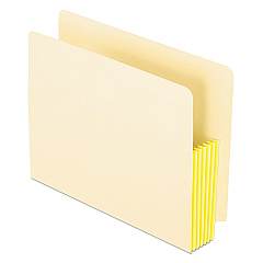 Pendaflex Manila Drop Front Shelf File Pockets with Rip-Proof-Tape Gusset Top, 5.25" Expansion, Letter Size, Manila, 10/Box (PFX12823)