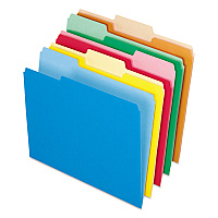Pendaflex Interior File Folders, 1/3-Cut Tabs: Assorted, Letter Size, Assorted Colors: Blue/Green/Orange/Red/Yellow, 100/Box (PFX421013ASST)