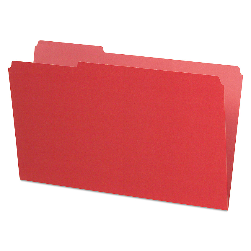 Pendaflex Interior File Folders, 1/3-Cut Tabs: Assorted, Legal Size, Red, 100/Box (PFX435013RED)