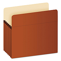 Earthwise by Pendaflex Recycled File Pockets, 5.25" Expansion, Letter Size, Red Fiber (PFXE1534G)