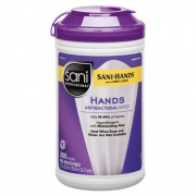 Sani Professional Antibacterial Wipes, 1-Ply, 5 x 7.5, Unscented, White, 300 Wipes/Canister, 6 Canisters/Carton (P44584CT)